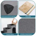 3-Step Plush Dog Stairs and Storage - Image 4