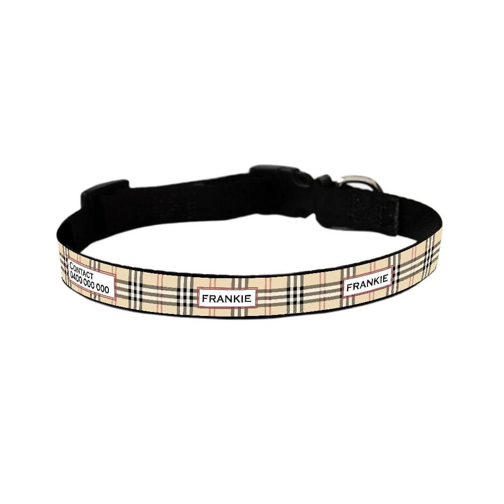 id-pet-dog-collar-small-31-41cm-personalised-dog-collar-furberry-oatmeal-3907995795559_2000x.webp Personalised Dog Collar - Furberry, Oatmeal - Image 1